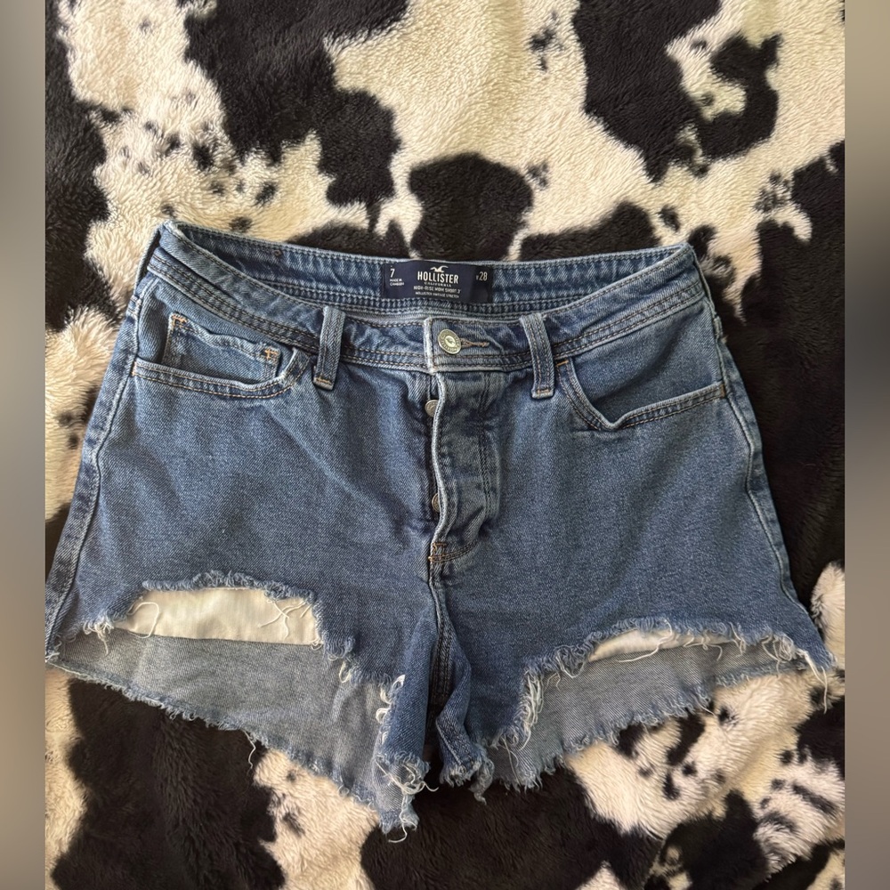 Hollister Blue Jean Shorts Distressed Cut-Off Style